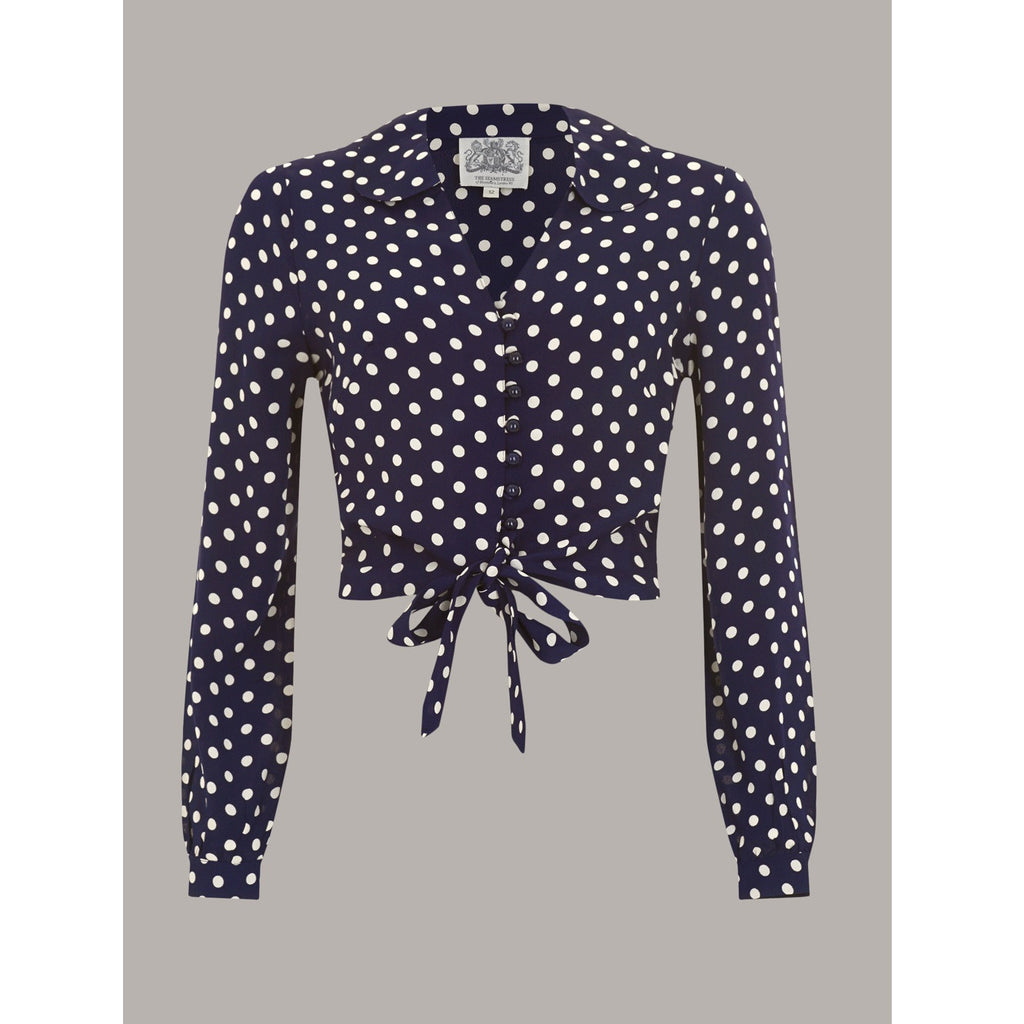 Seamstress of Bloomsbury - Clarice Blouse (Navy and White Spot)